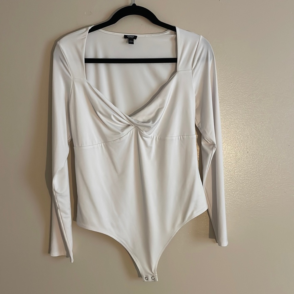 Large Express White Contour Long Sleeve Body Suit